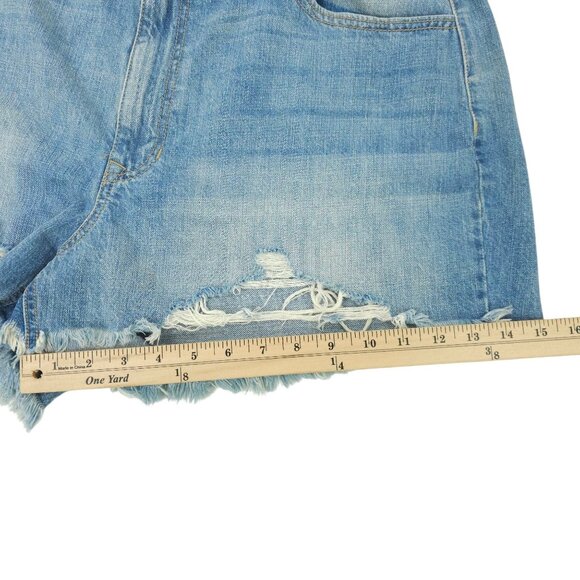 KanCan Isabelle Ultra High Rise Mom Shorts Womens XL Light Wash Distressed Denim - Picture 6 of 13
